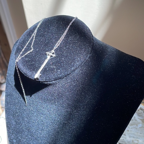 925 Sterling Diamond Key Pendant Necklace - Picture 8 of 10